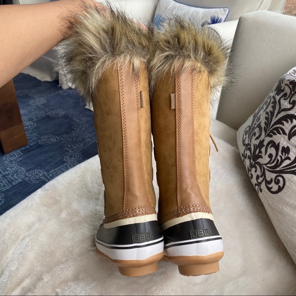 👢 JBU BY JAMBU TAN BLACK FAUX FUR LEATHER WATERPROOF TALL BOOTS! - Picture 6 of 16